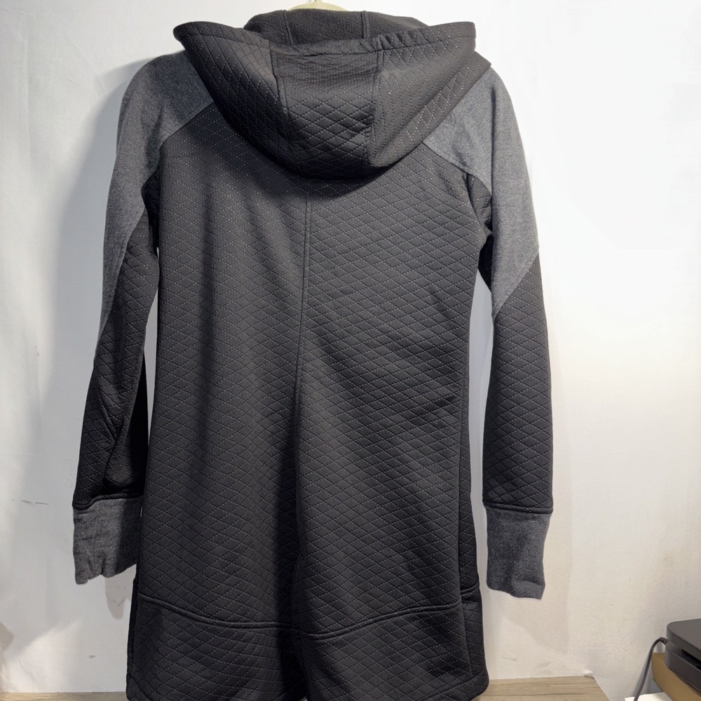 Womens Small The North Face Black Knit Quilted & Fleece Longline Hooded Jacket - Picture 4 of 12